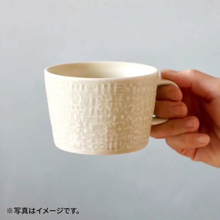 【波佐見焼】PATTERNED PLATE,MUG  セット ecru 【BIRDS' WORDS】[CF036] 波佐見焼