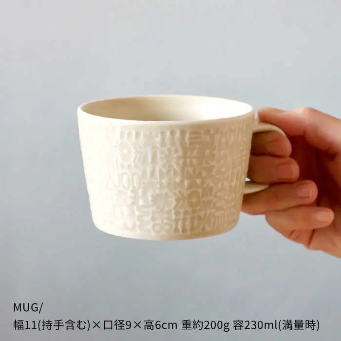 【波佐見焼】PATTERNED PLATE・MUG ペア ４点セット squall gray + ecru【BIRDS’ WORDS】[CF041] 波佐見焼