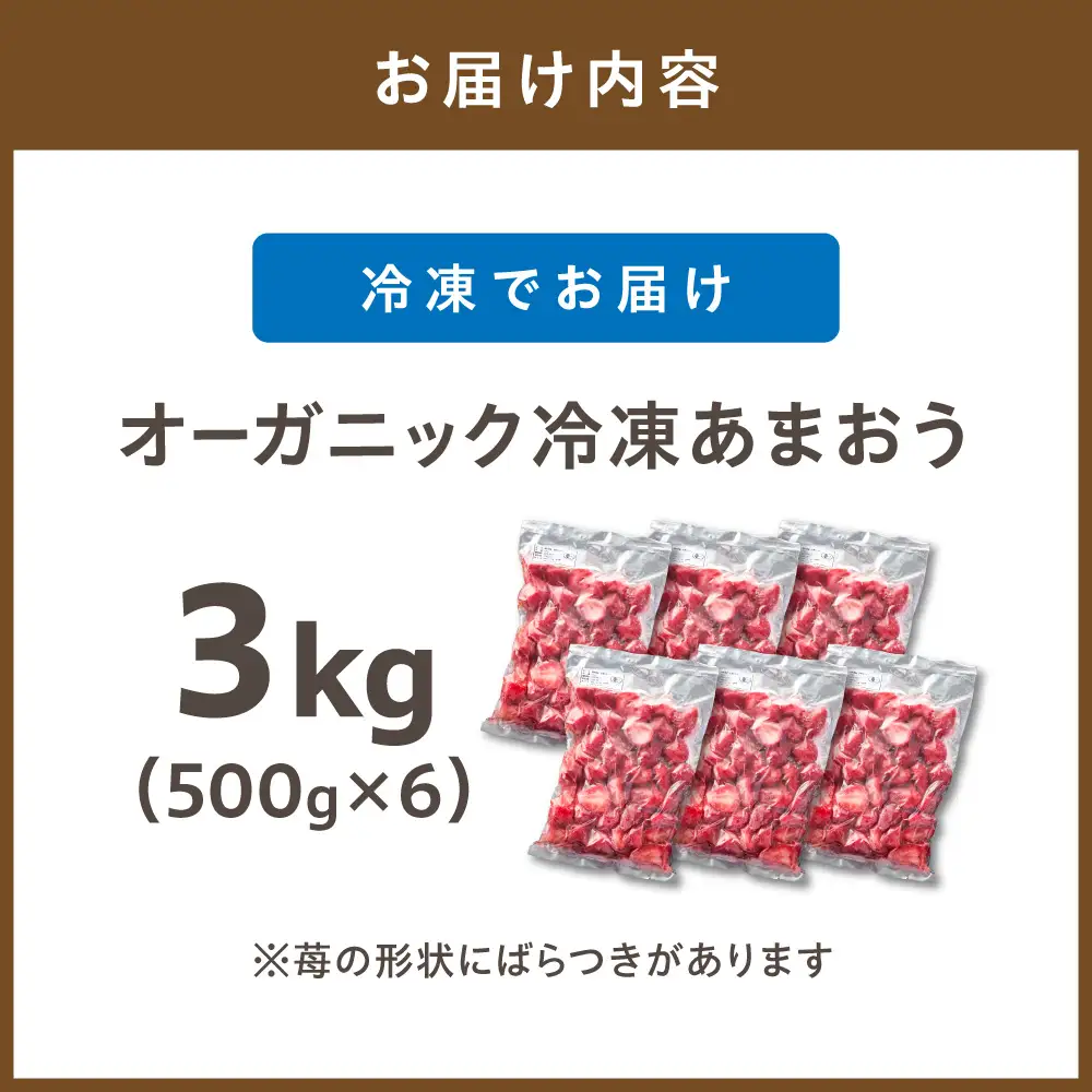 オーガニック冷凍あまおう 「いせいちご」 3kg (500g×6パック)【伊世いちご畑】_HA1317