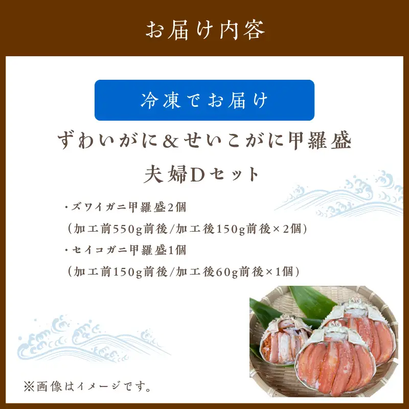 ☆蟹の宝石箱☆ ずわいがに＆せいこがに甲羅盛 夫婦セットD 蟹