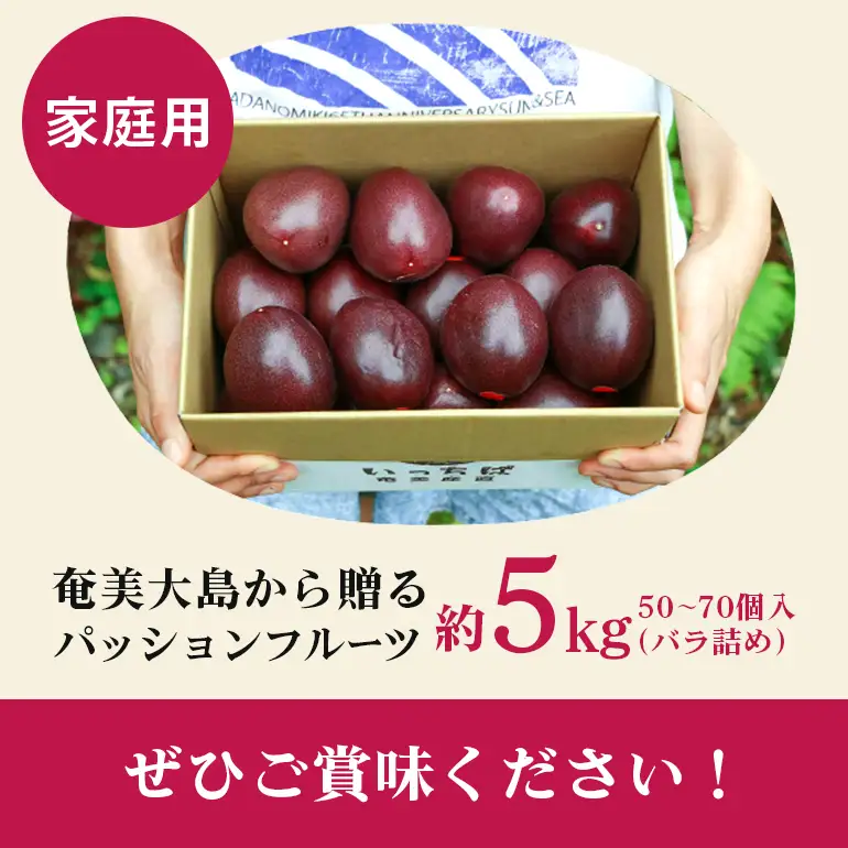【2026年 観光雑誌付き】たっぷり奄美産パッションフルーツ 甘酸っぱい果実 世界自然遺産の島の贈り物 約5kg 50～70個入（バラ詰め） A052-009