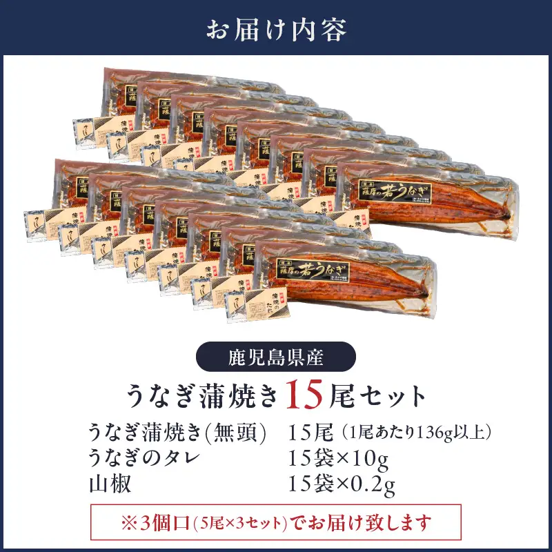  2123 鹿児島県産 うなぎ蒲焼 15尾 KN058-002-15 魚 冷凍 鰻