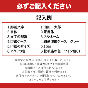 アタリ付き プレミアム ブラスト シルバー チタン印鑑 高級印鑑ケース付き サイズ 指定可能 10年保証 印鑑 はんこ ハンコ 判子 ギフト