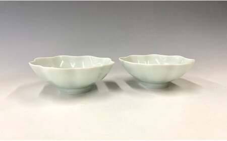 中仙窯 有田焼 青白磁輪花鉢ペア（中尾純作） bf006