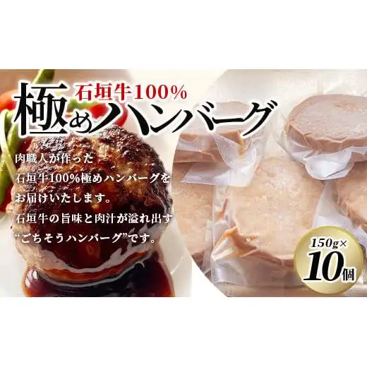 【合計1.5kg】石垣牛 100% 極めハンバーグ 150g×10個  TM-6