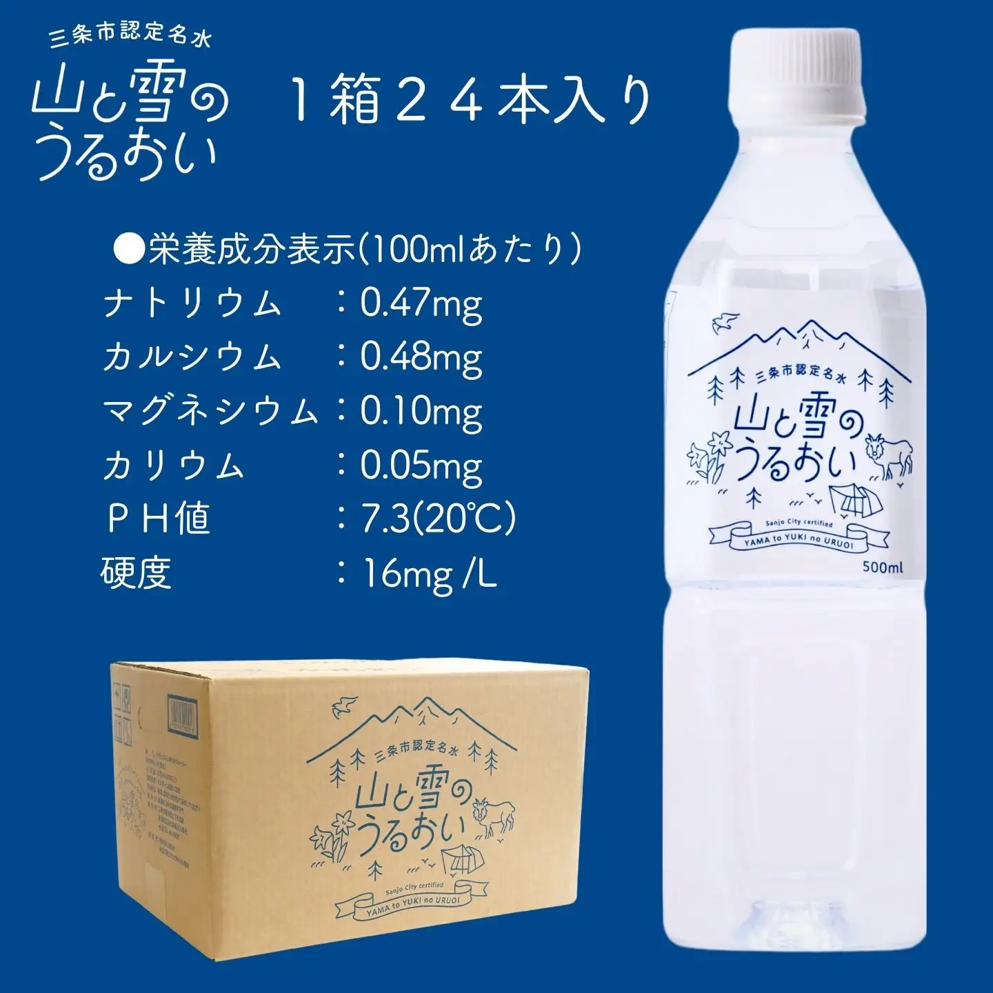 ミネラルウォーター 山と雪のうるおい 500ml×48本 軟水 ナチュラルミネラルウォーター 防災