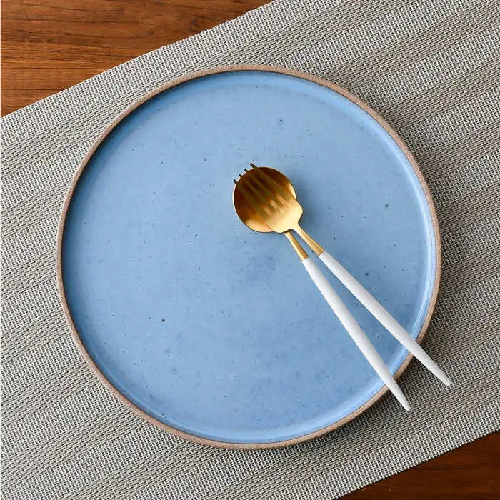 【波佐見焼】テラコッタ BLUE 24cm プレート L パスタ皿 フラット 皿 食器 丸皿 大皿【利左エ門窯】[QB52] 波佐見焼