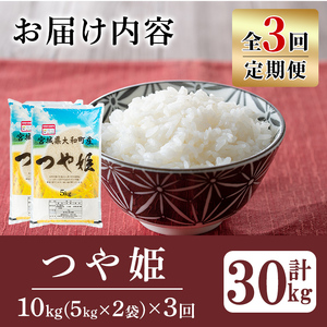 【令和8年産】＜3か月定期便＞特別栽培米 つや姫 10kg×3回(合計30kg) お米 おこめ 米 コメ 白米 ご飯 ごはん おにぎり お弁当 頒布会【農事組合法人若木の里】ta548