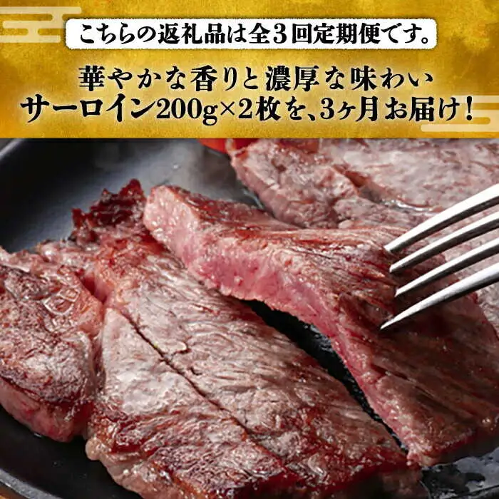 【全3回定期便】サーロイン ステーキ 200g × 2枚肉 [ABCL003] 