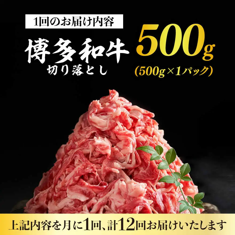 【全12回定期便】博多和牛切り落とし500g 牛肉 肉 [ABBP044]