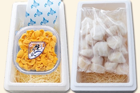 エゾバフンウニ塩水パック130g×1P、お刺身ホタテ貝柱500g×1P[2027年1月中旬以降発送] D-40052