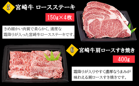 6回 定期便 宮崎牛 ロースステーキ 肩焼肉 ワンポンドステーキ もも バラ すき焼き 肩ロース 約3kg