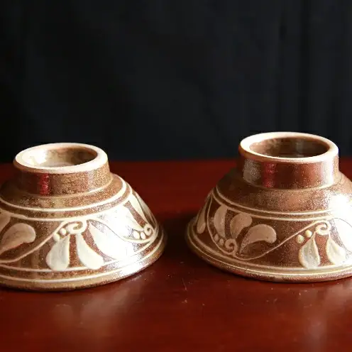 【陶芸工房ふじ】4寸マカイ1枚焼き（ハイビスカス・カメ)と（ハイビスカス・クジラ）セット