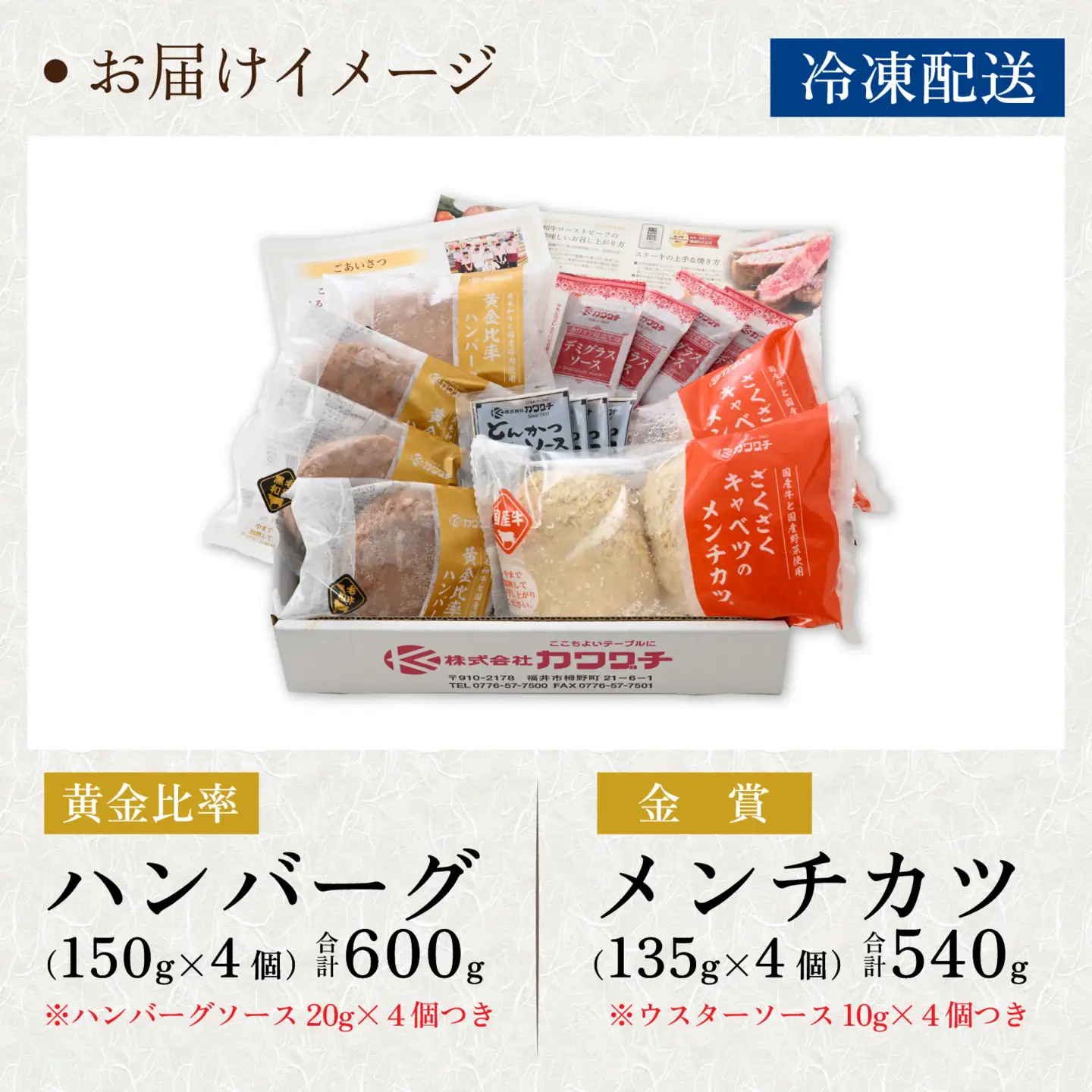 【お試し福袋】満腹1.0kg 黄金比率ハンバーグ4個 金賞メンチカツ4個 [A-015001] / ハンバーグ