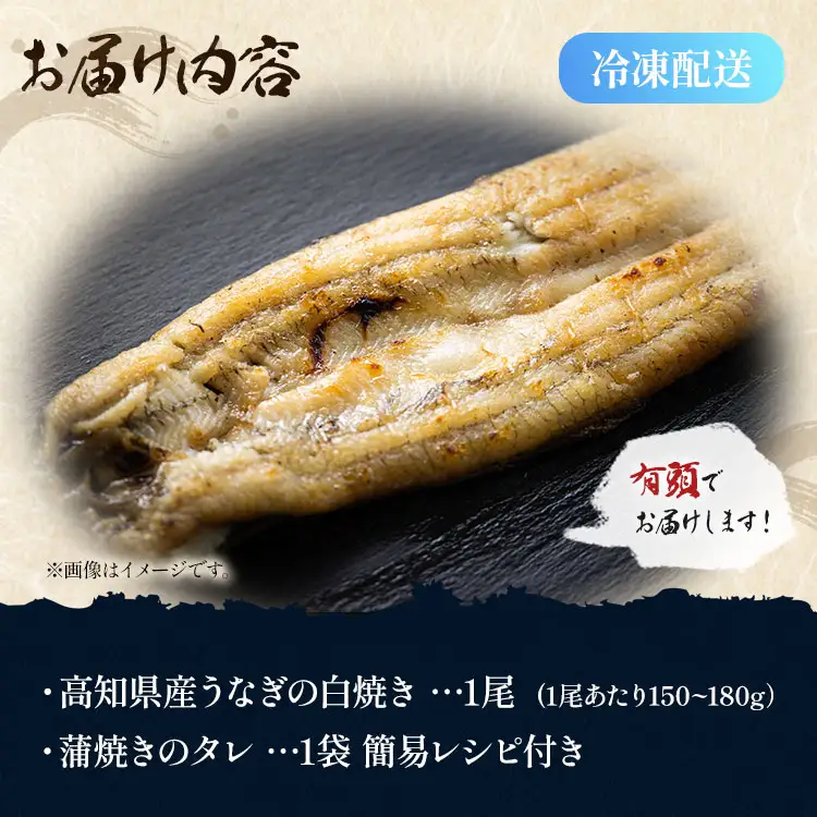 高知県産うなぎの白焼き 150～180ｇ×1尾 - エコ包装 国産 うなぎ 白焼き 鰻 冷凍 高知 yw-0113