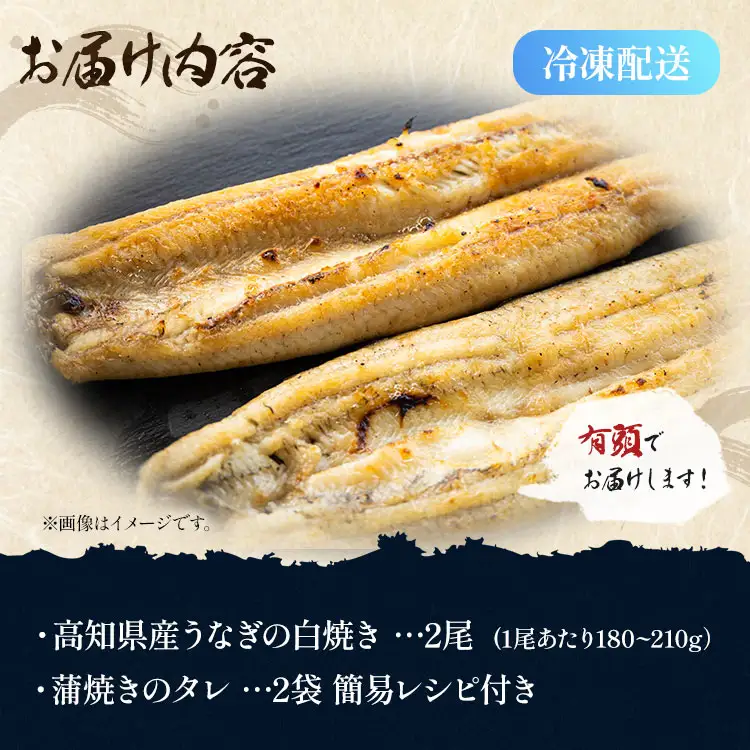 高知県産うなぎ 白焼き 180～210ｇ 2尾 白焼き yw-0119