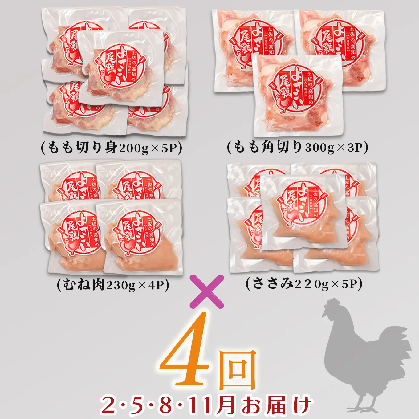 【セット定期便 4回】よさこい尾鶏 バラエティーセット