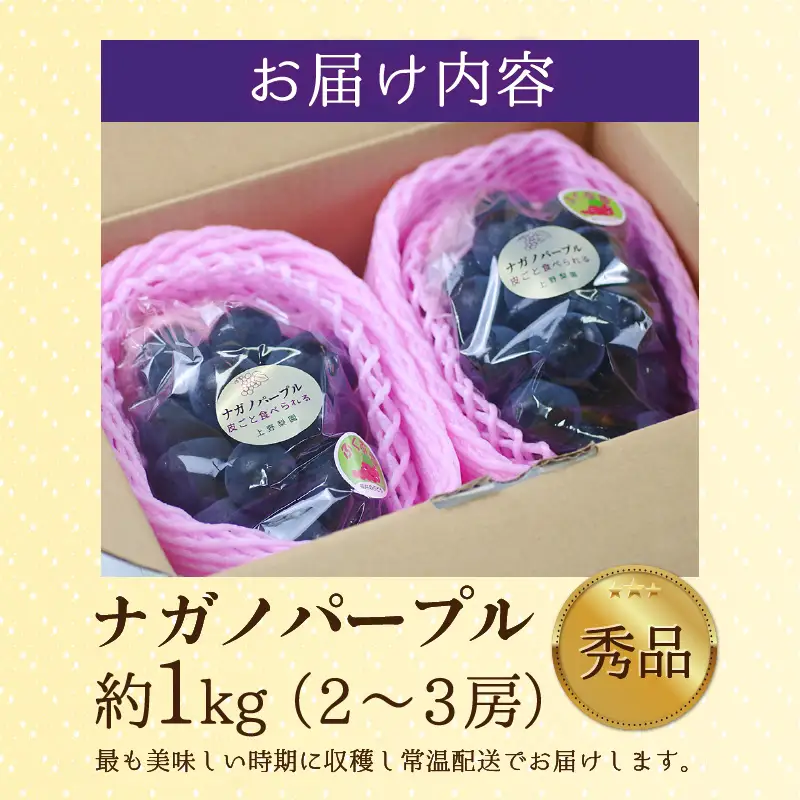 朝採れ 贈答品質 ナガノパープル4房 【大房】美味しい葡萄園