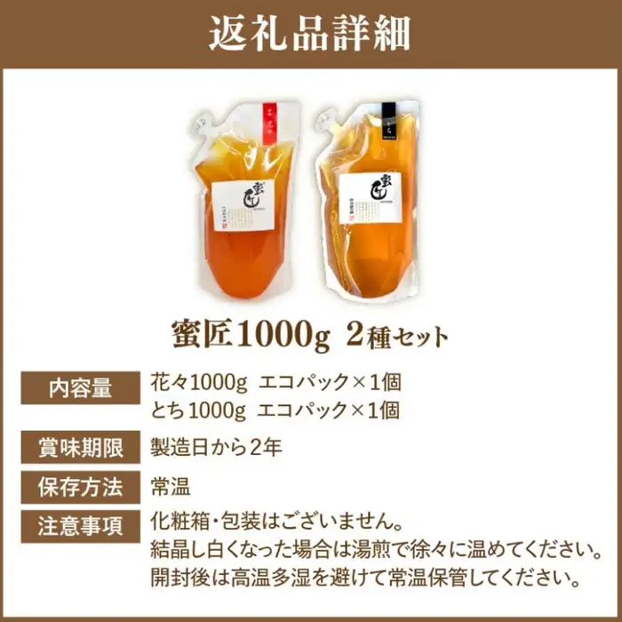国産はちみつ 2kg 蜜匠 花々 とち / 3-13