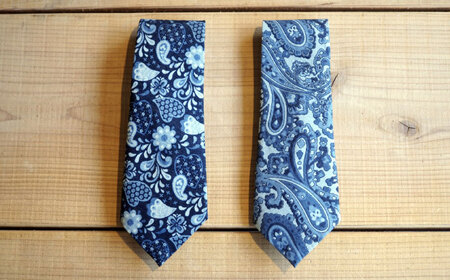 デニム 「デニム抜染（ばっせん）ネクタイ」＜ストライプ＞  [BADS024]