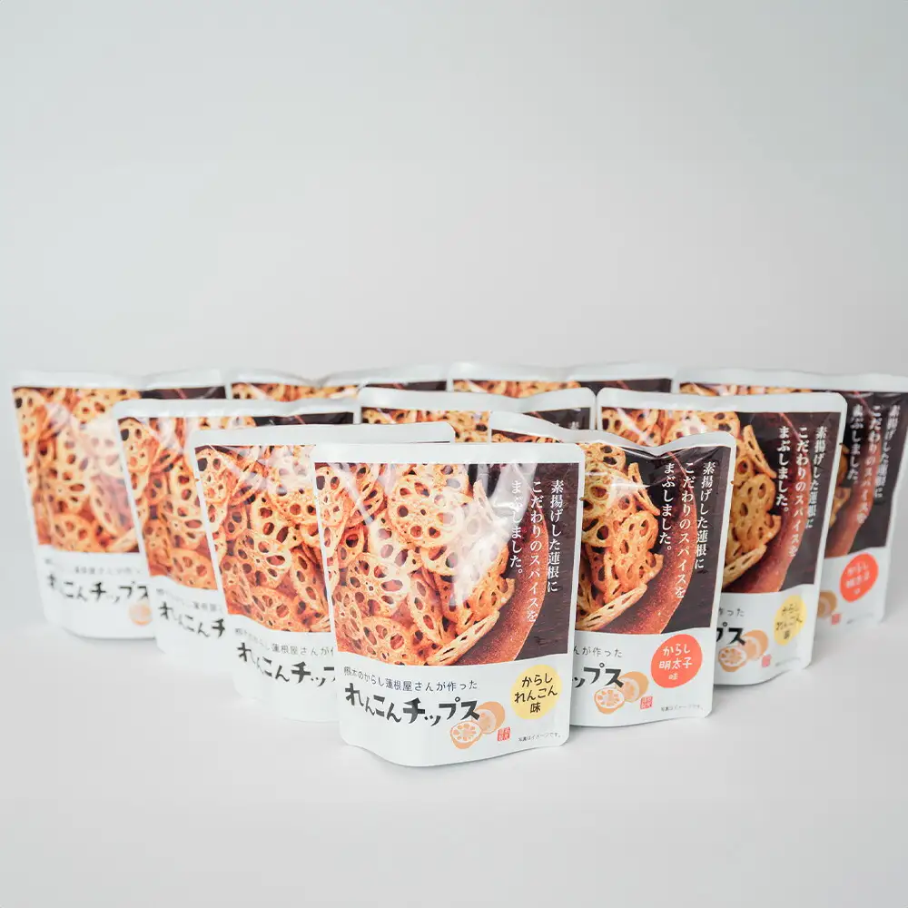 蓮根チップス（からし蓮根味・明太子味）10袋セット	 れんこん