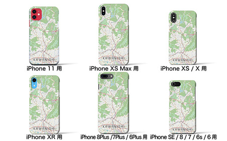 【川西】地図柄iPhoneケース（バックカバータイプ・ナチュラル） iPhone SE（第3 ／ 第2世代） ／ 8 ／ 7 ／ 6s ／ 6 用［No.324-19］