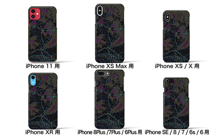 【川西】地図柄iPhoneケース（バックカバータイプ・ブラック） iPhone SE（第3 ／ 第2世代） ／ 8 ／ 7 ／ 6s ／ 6 用［No.325-19］
