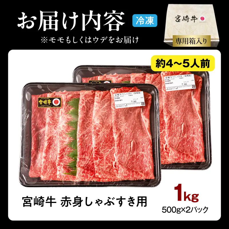 牛肉 赤身 牛肉[宮崎牛 ウデ・モモ しゃぶしゃぶ 1kg]