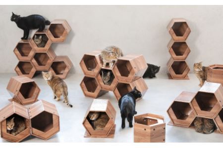 高性能ダンボール材を使った組立式キャットハウス　「ＣＡＴ ＣＵＢＥ」　ネコ 猫 キャットタワー