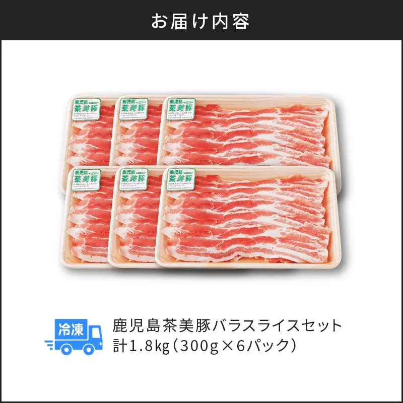 （C-2801） 鹿児島 茶美豚 バラ スライス セット 計 1.8kg K127-007 肉 豚肉 冷凍