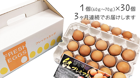 【 定期便 】【 全3回 コース 】紅プレミアム 卵 30個 （ 25個 入り ＋ 割れ保障 5個 ） 