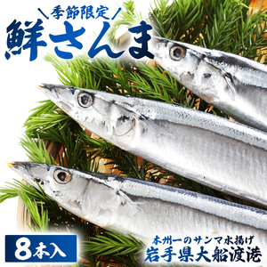 期間限定 鮮 さんま 8本入 (1尾 100g~120g) ＼ 生さんま ／