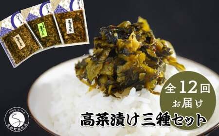 【12回定期便】高菜乃華 3個入りセット 高菜漬一筋-前田食品工業 辛子めんたい高菜 辛子高菜 葉がくれ ag004