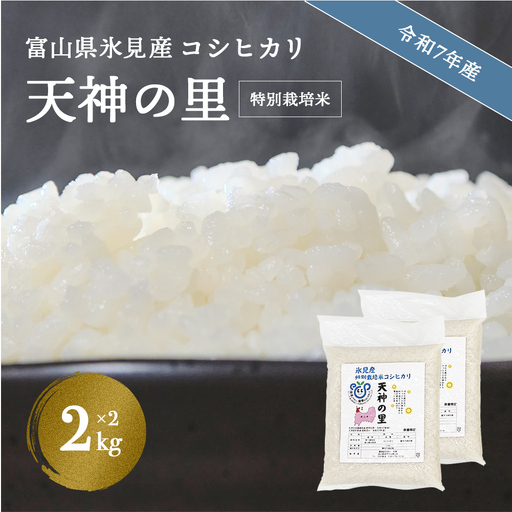 令和7年産 富山県産 特別栽培米 コシヒカリ 天神の里２kg×２ | 特別栽培米