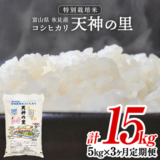 〈3ヶ月定期便〉 令和8年産 富山県産 特別栽培米 コシヒカリ 天神の里５kg 