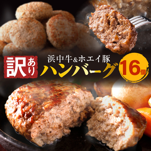 浜中牛とホエイ豚のハンバーグ 16個 ハンバーグ_H0019-100
