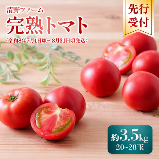 《先行受付》清野ファームの完熟トマト 20～28玉（約3.5kg）【令和8年7月1日頃～8月31日頃発送】【1800102】