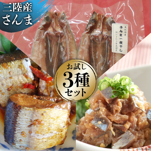 さんま お試し セット 2 なめろう 100g×2 & 甘露煮 180g & 一夜干し 2枚入 
