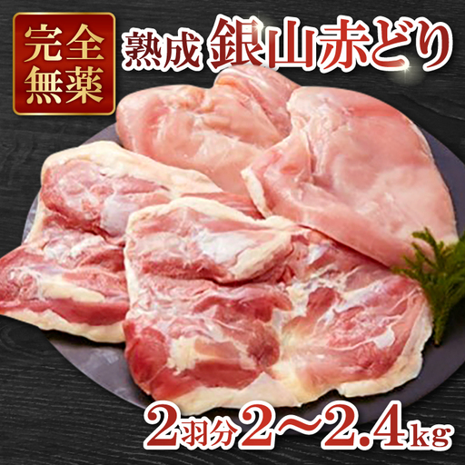 【熟成】地鶏の銀山赤どり精肉（まるごと２羽分）【鶏肉 2羽分 まるごと 2kg～2.4kg 地鶏 赤鶏 赤どり 熟成 無農薬 唐揚げ 焼き鳥 すき焼き 真空パック 真空 冷凍 国産 島根県 大田市】
