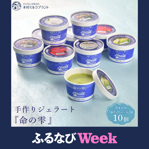 【ふるなびWEEK対象】木村ミルク 命の雫 手作りジェラート 10個