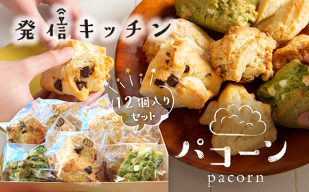 AY0101 発信キッチンのパコーン 12個 チョコチップ 抹茶ホワイトチョコ 紅茶オレンジ 塩キャラメルナッツ クランベリー ホワイトチョコ スコーン