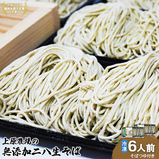 上原農場の無添加二八生そば×340g（6人前・そばつゆ付）【3000401】