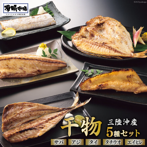 日本贈りめし×凍眠市場 三陸産干物 5種セット 計900g（さば 300g アジ 150g タイ 150g タチウオ 200g エイヒレ 100g） 