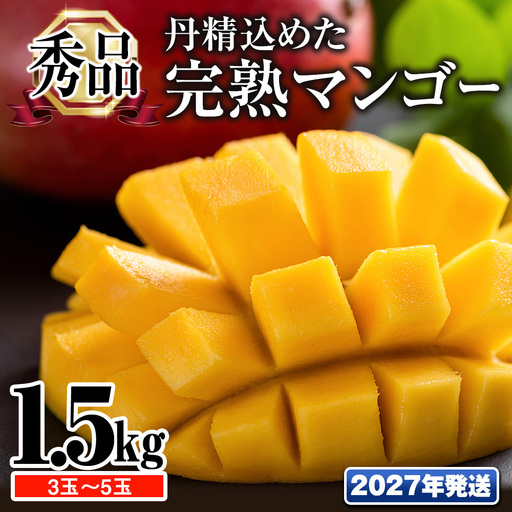 【2027年発送】「秀品」丹精込めた完熟マンゴー1.5kg 3玉～5玉