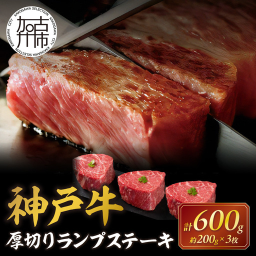 神戸牛厚切りランプステーキ 200g×3枚[ 肉 牛肉 牛 神戸牛 国産牛 ランプ ステーキ ステーキ肉 厚切り 厚切りカット プレゼント おすすめ 美味しい 返礼品][2404A00115]