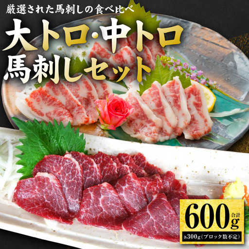 大トロ・中トロ馬刺しのセット 600g (各300g) 馬さし お肉 馬肉 刺身 刺し身 馬刺し 馬刺しブロック 霜降り おかず おつまみ 熊本県 八代市