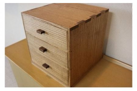 卓上収納 引き出し 三段 熟練桐たんす職人手作り(オイル塗装)