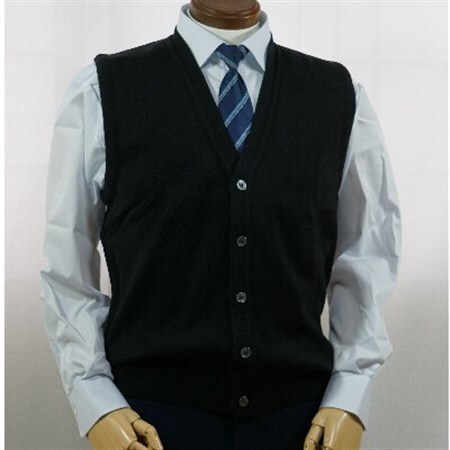 無地 メンズニット オープンベスト クロ S寸 15220_装飾品・工芸品 男性・メンズ 洋服 _【1219164】