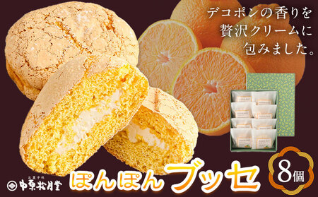 菊池銘菓 ぽんぽんブッセ 1箱 8個入り 有限会社中原松月堂[30日以内に出荷予定(土日祝除く)]熊本県 菊池市 和菓子 洋菓子 お菓子 焼き菓子 菓子折り 銘菓 デコポン 不知火 ブッセ デザート スイーツ 九州