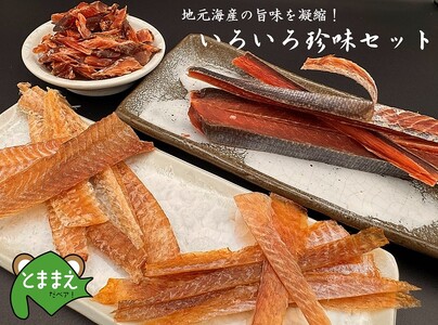 北るもい漁協のいろいろ珍味4種セット（鮭とば 鮭チップ 宗八かれい燻製 浅羽かれい）北海道苫前産 海鮮 乾物 燻製 スモーク おつまみ 肴 アテ 北海道 苫前町 とままえ kit10